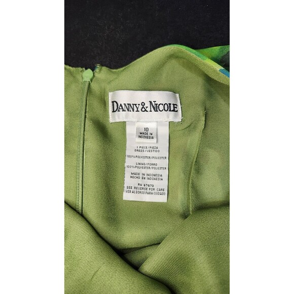 Vintage 80s Danny & Nicole Psychedelic Floral Cocktail Dress Size 10 Green Belt - Picture 9 of 15